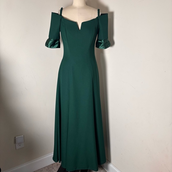 Vintage Dresses & Skirts - Green vintage 90s off the shoulder dress